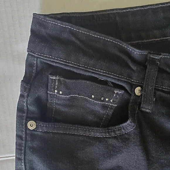 Women's LEVI'S 580 Boot Cut Black Denim Jeans SZ 20 M Plus Size Jewels Pockets - Picture 2 of 8